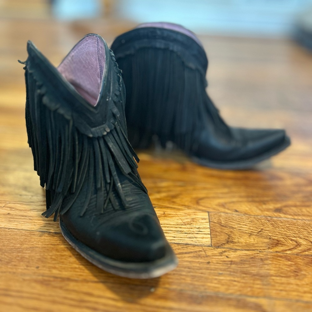 Junk Gypsy by Lane Spitfire Black fringe boots